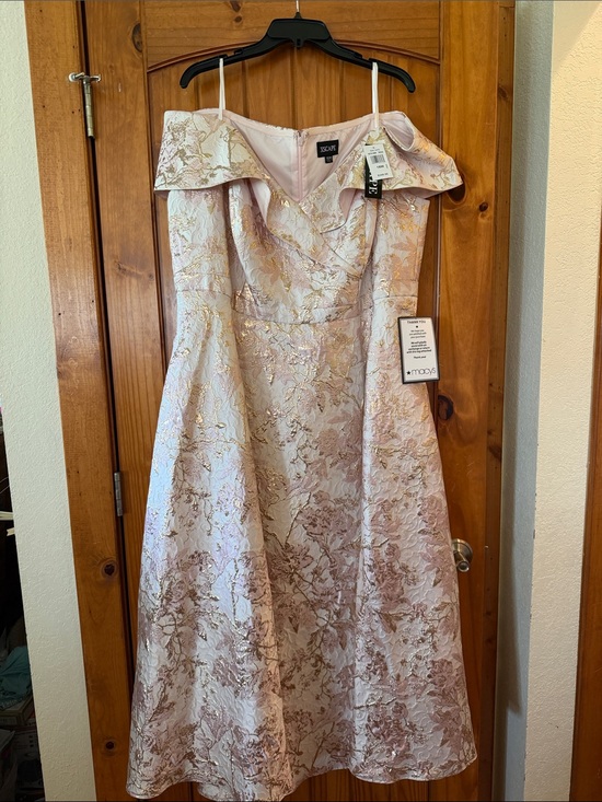 Xscape Dresses & Skirts - Xscape Pink and Gold Brocade Evening Dress
